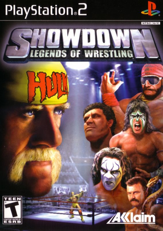 Cover art or packaging material from Showdown: Legends of Wrestling (2004)