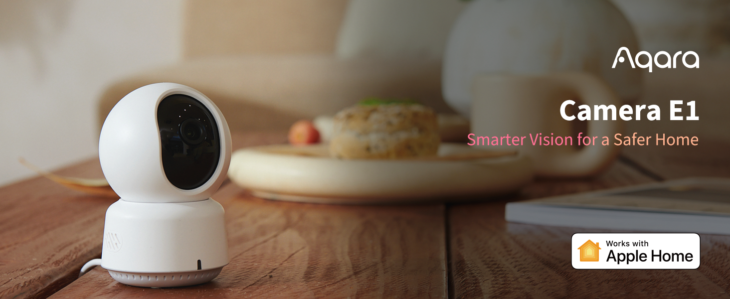 Aqara 2K Indoor Security Camera E1, Pan & Tilt, HomeKit Secure Video Indoor Camera, Two-Way Audio, Night Vision, Person Tracking, Wi-Fi 6, Plug-in Cam Supports HomeKit, Alexa and IFTTT — product image