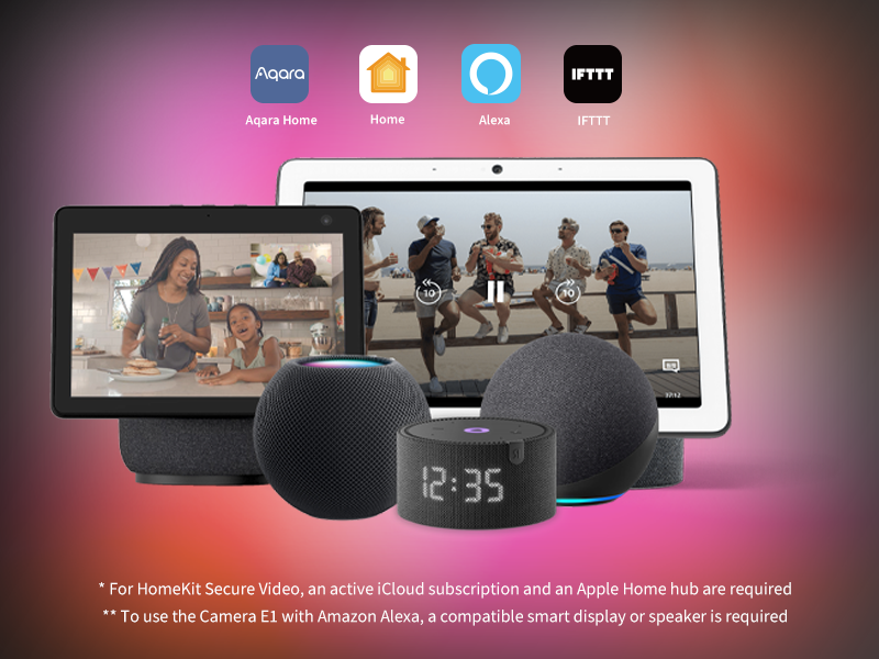 Aqara 2K Indoor Security Camera E1, Pan & Tilt, HomeKit Secure Video Indoor Camera, Two-Way Audio, Night Vision, Person Tracking, Wi-Fi 6, Plug-in Cam Supports HomeKit, Alexa and IFTTT — product image
