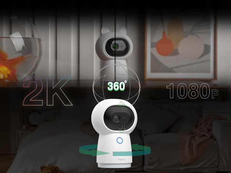 Aqara 2K Indoor Security Camera Hub G3, 360° Pan & Tilt Smart Cam | WiFi Security Camera for Baby & Pet, AI Facial & Gesture Recognition, Infrared Remote, Compatible with HomeKit Alexa IFTTT — product image