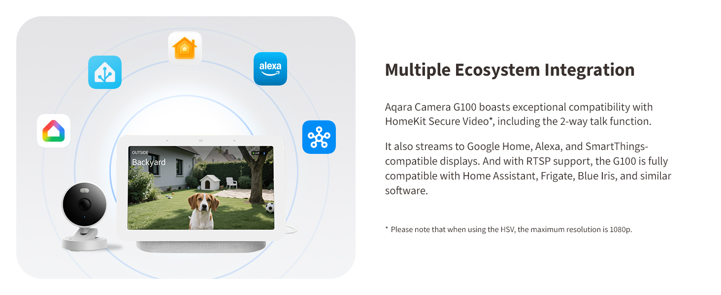 Aqara G100, 2K Indoor/Outdoor Security Camera, HomeKit Secure Video, 2-Way Audio, Spotlight Color/IR Night Vision, AI Detection, 140° FOV, Wi-Fi 6, Supports HomeKit, Alexa, Google and IFTTT, White — product image