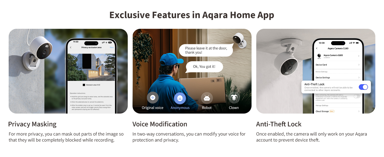Aqara G100, 2K Indoor/Outdoor Security Camera, HomeKit Secure Video, 2-Way Audio, Spotlight Color/IR Night Vision, AI Detection, 140° FOV, Wi-Fi 6, Supports HomeKit, Alexa, Google and IFTTT, White — product image