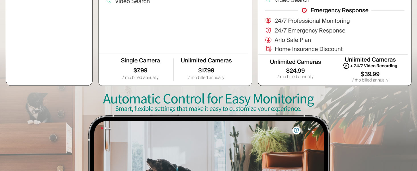 Arlo Essential Indoor Pan Tilt Security Camera 2K (2025 Release) - Wired Plug-in Power, Person Recognition, Animal Detection, Animated Preview, 1-Month Secure Plan, Auto Motion Tracking, 1 Cam, White — product image