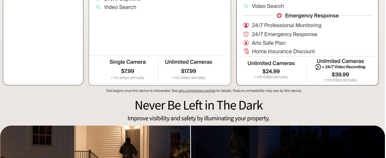 Floodlight Security Camera Wireless Outdoor 2K No Wiring - Arlo Pro 3, Rechargeable Battery, WiFi, Up to 3000 Lumens LED, Person & Vehicle Recognition, Package Detection, Color Night Vision, White — product image