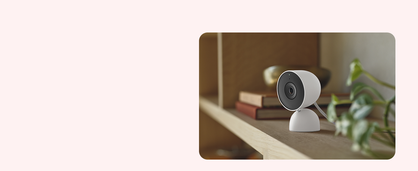 Google Nest Cam Indoor (Wired, 3rd Gen) - Security Camera - 2025 - Hazel | 2K video, motion detection, color night vision, 2-way audio, works with Google Home and Gemini, intelligent alerts — product image