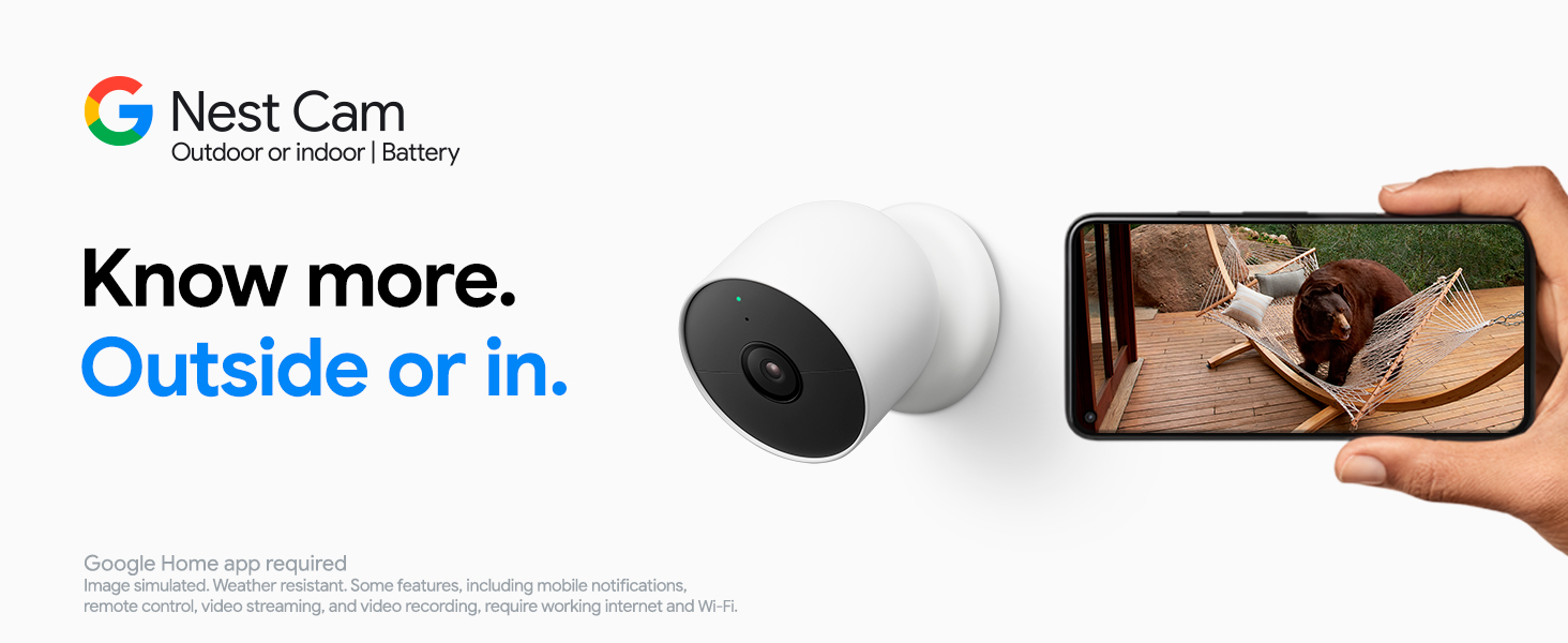Google Nest Cam Outdoor or Indoor, Battery - 2nd Generation - 2 Count (Pack of 1) | Home security camera, built-in intelligent alerts, 1080p HDR video, works with Google Home and Alexa — product image