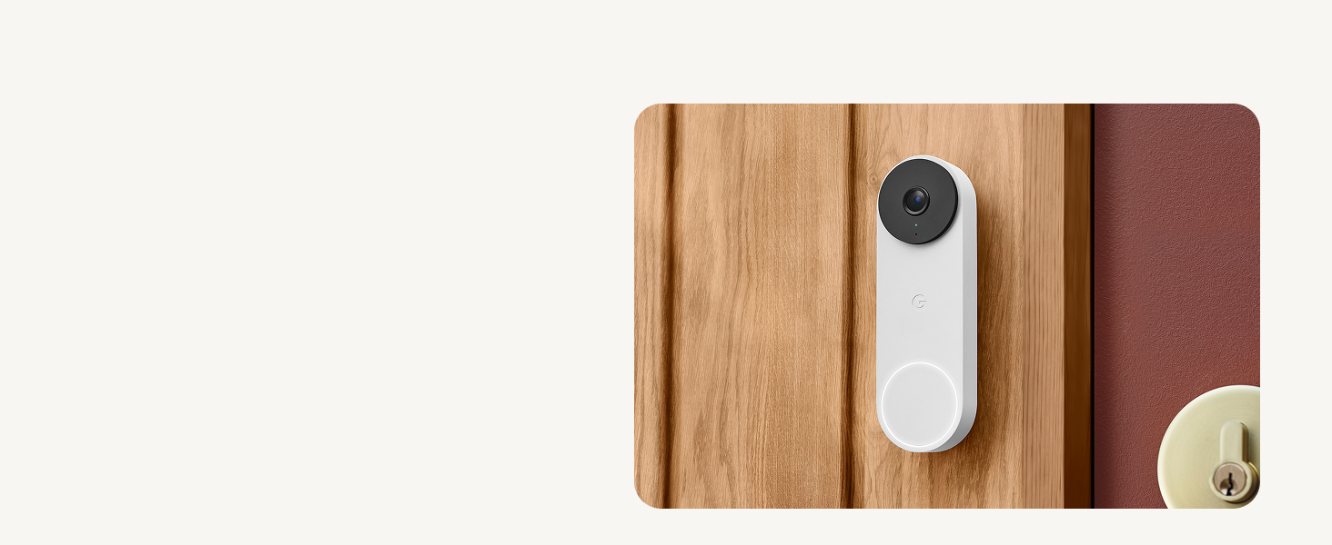 Google Nest Doorbell (Wired, 3rd Gen) - 2K Video, Live View - 2025 - Snow | Video doorbell, 2K HDR, intelligent alerts, color night vision, 2-way audio, works with Google Home & Gemini — product image