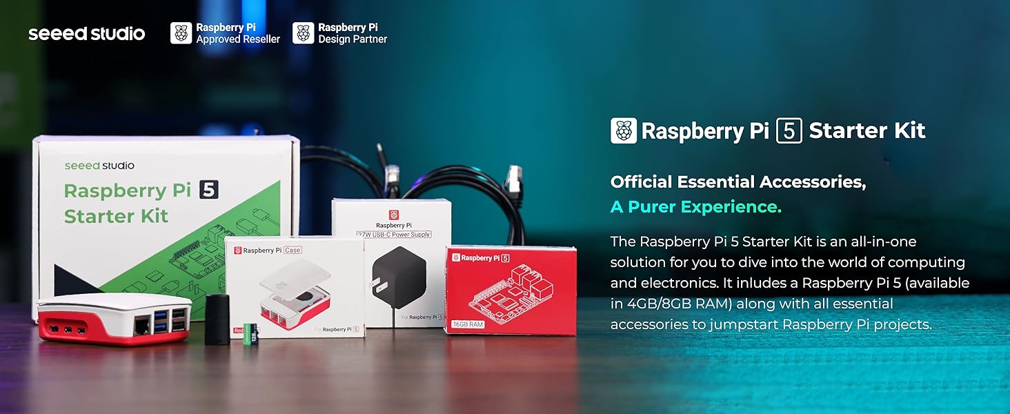 Seeed Studio Raspberry Pi 5 Starter Kit - 8GB RAM，128GB Micro SD Card pre-Loaded with 64-bit Raspberry Pi OS — product image
