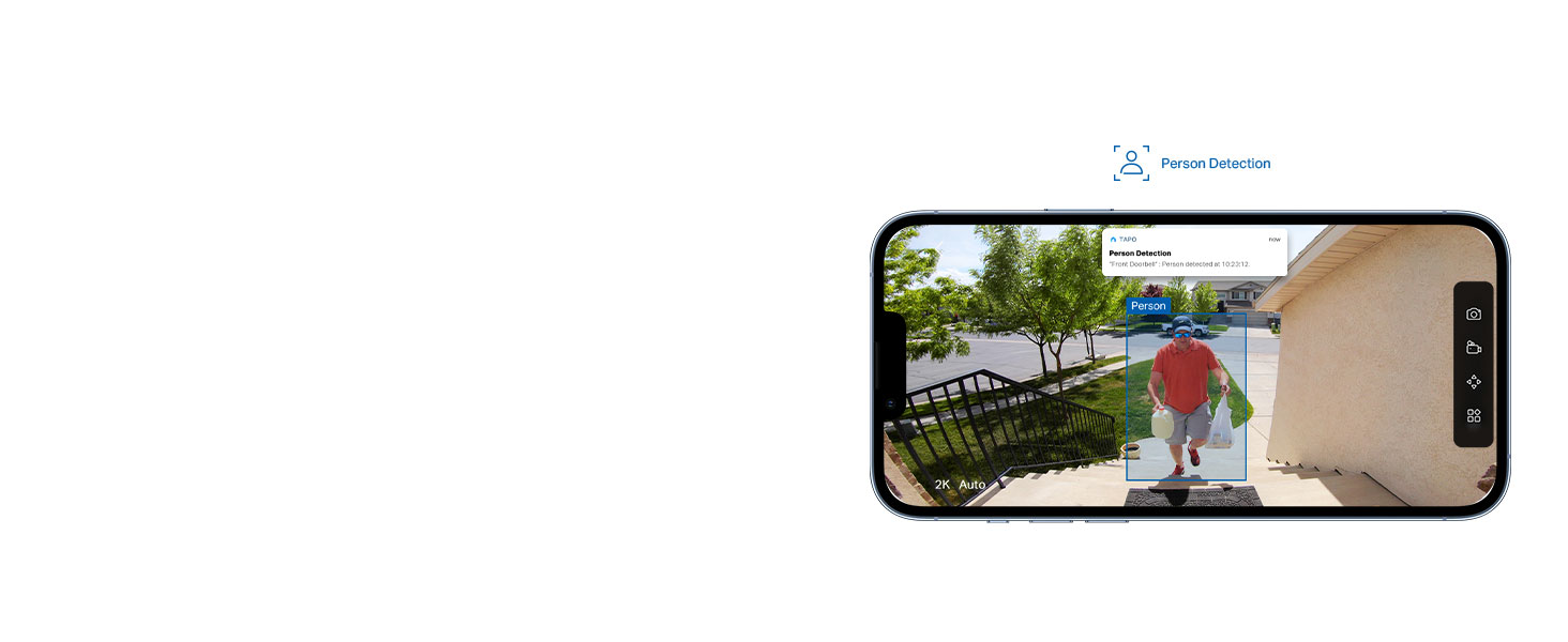 Tapo 2K Wireless Smart Video Doorbell - 160° Ultra-Wide View, Person Detection, 2-Way Talk, Ring Call, Night Vision, Subscription-Free Local Storage or Optional Cloud, D205 — product image