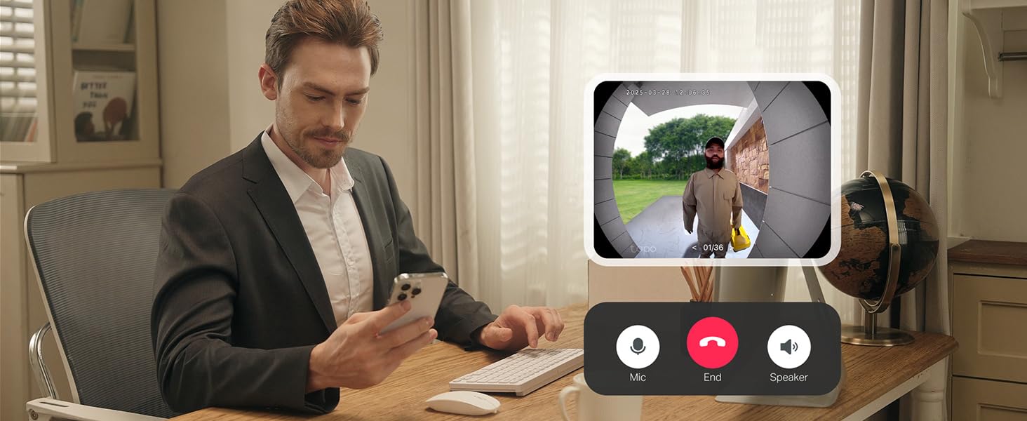 Tapo 2K Wireless Smart Video Doorbell - 160° Ultra-Wide View, Person Detection, 2-Way Talk, Ring Call, Night Vision, Subscription-Free Local Storage or Optional Cloud, D205 — product image