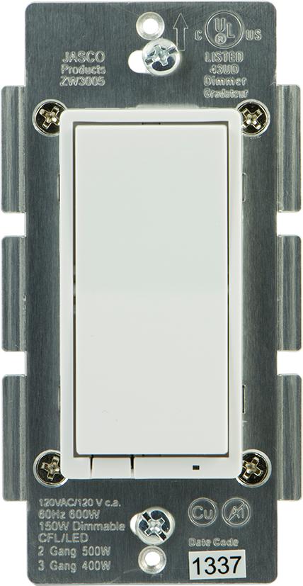 In-Wall Decora Style Incandescent Light Dimmer, No Neutral, White