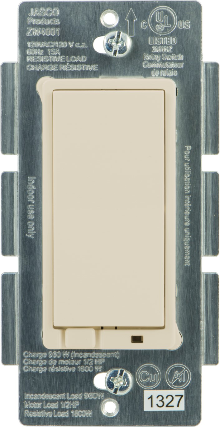 In-Wall Decora Style Incandescent Light Dimmer, No Neutral, Light Almond
