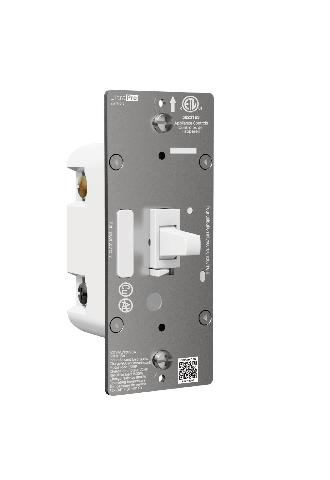 Z-Wave Plus In-Wall Smart Switch, White Toggle, 800S