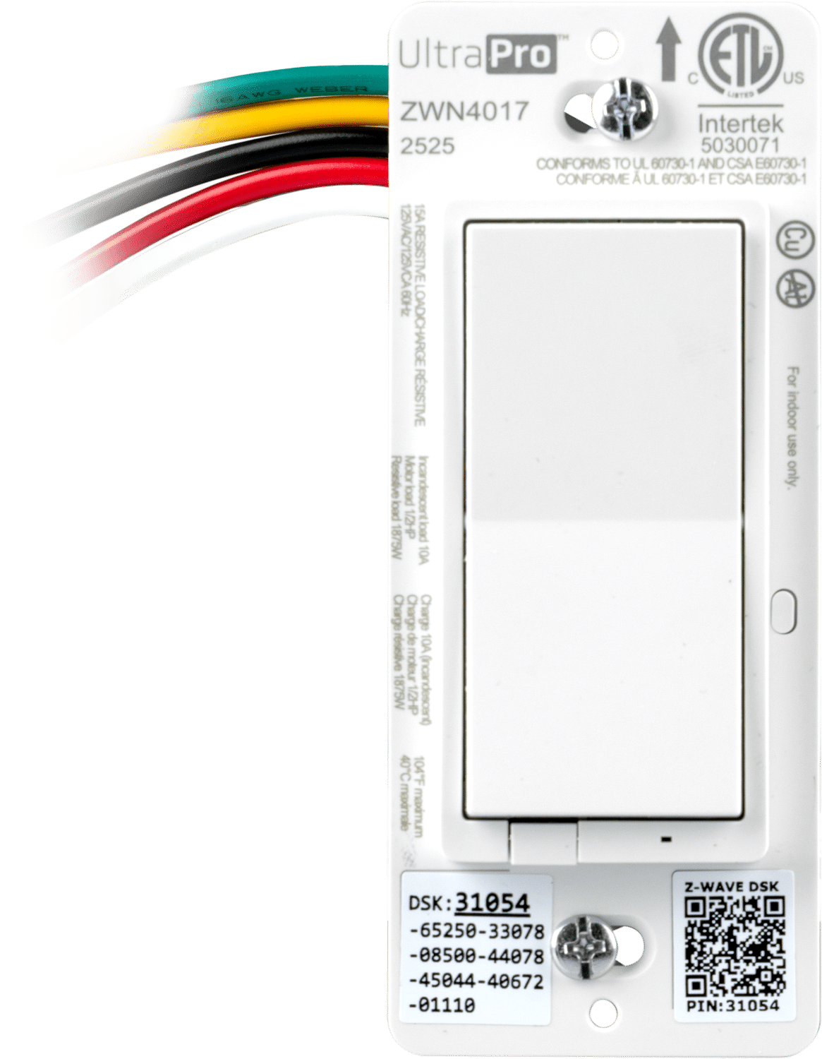 UltraPro Z-Wave Plus In-Wall Paddle Switch 800S